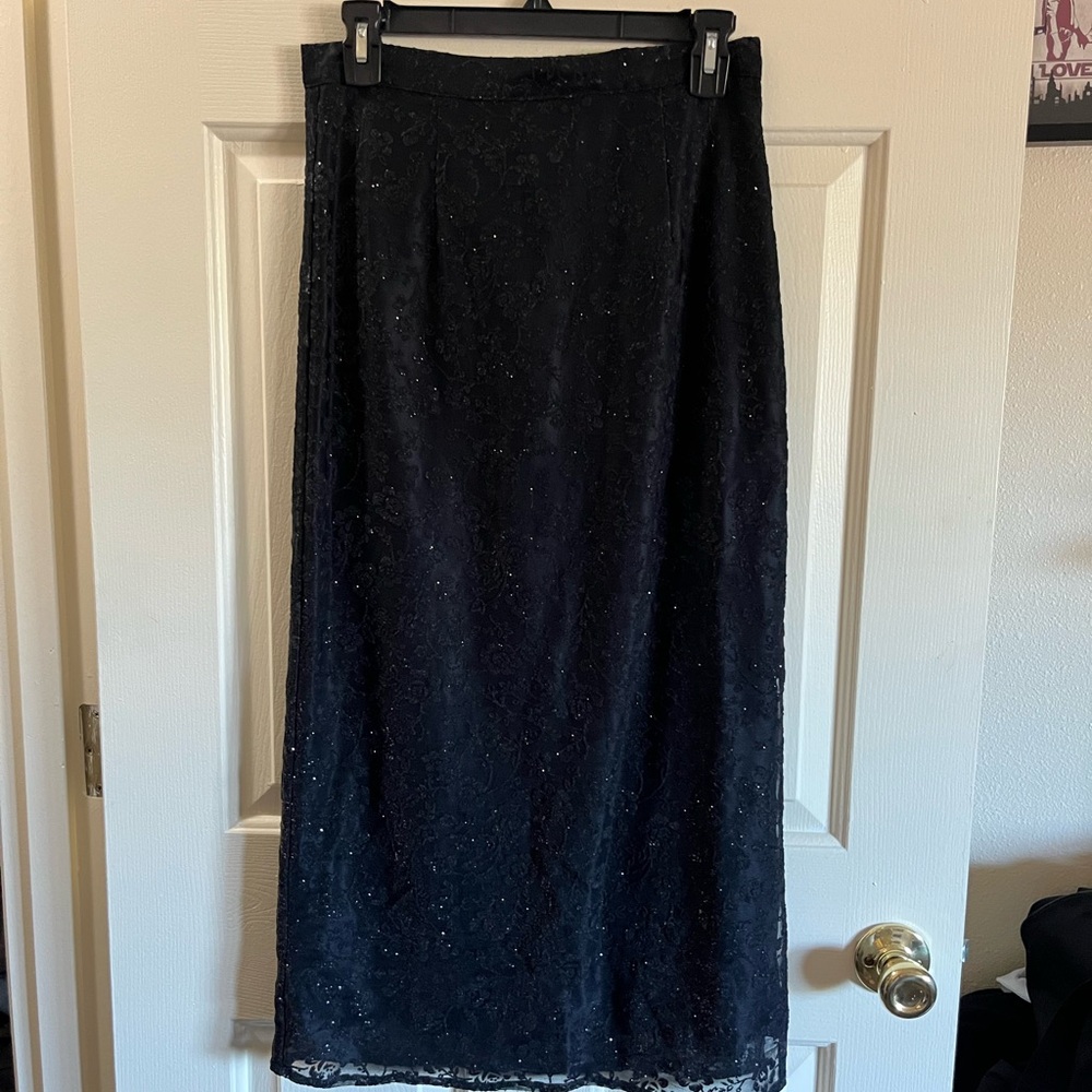 Sara Black Sequin Midi Pencil Skirt